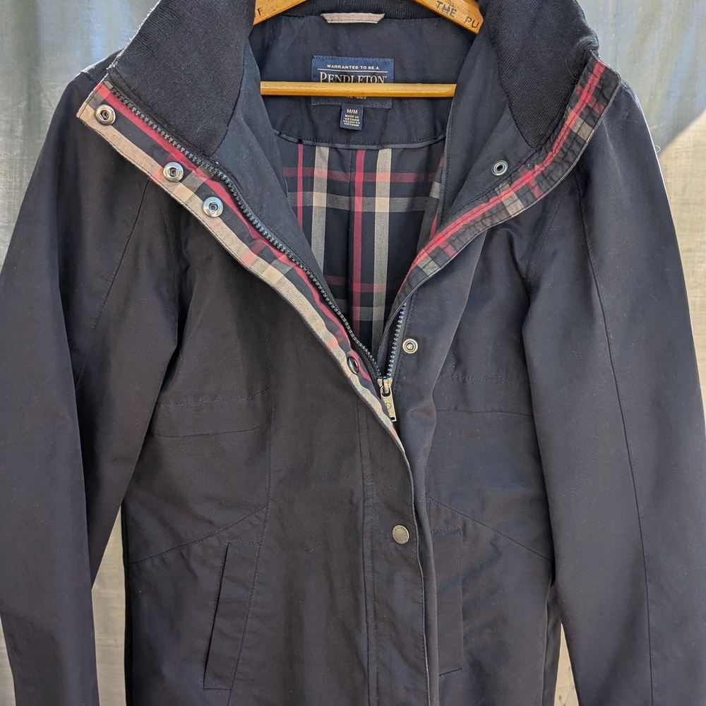 Pendleton Women's Black Rain Jacket With Plaid Li… - image 1